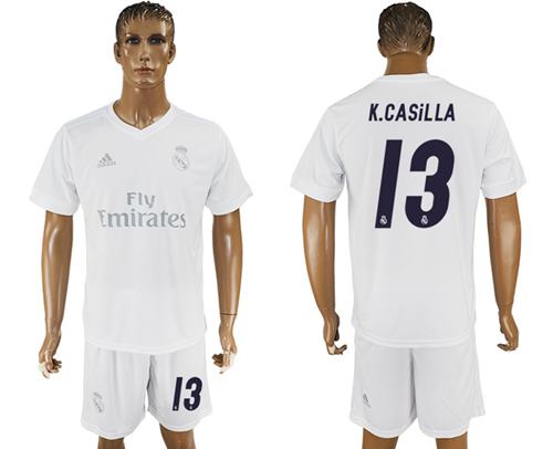 Real Madrid #13 K.Casilla Marine Environmental Protection Home Soccer Club Jersey